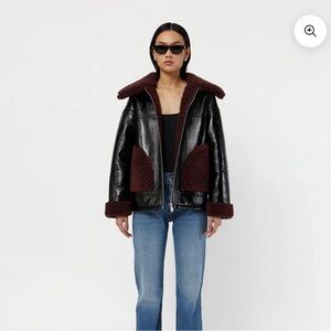 Apparis Women’s Black and Burgundy Shearling Jacket